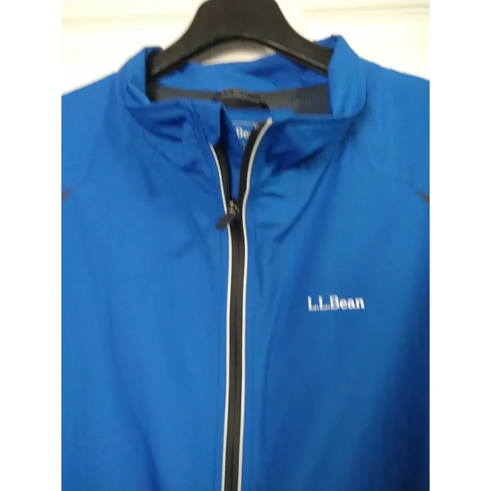 L.L. Bean Men's 2X Track Jacket Blue Black Lightweight Full Zip Pockets...